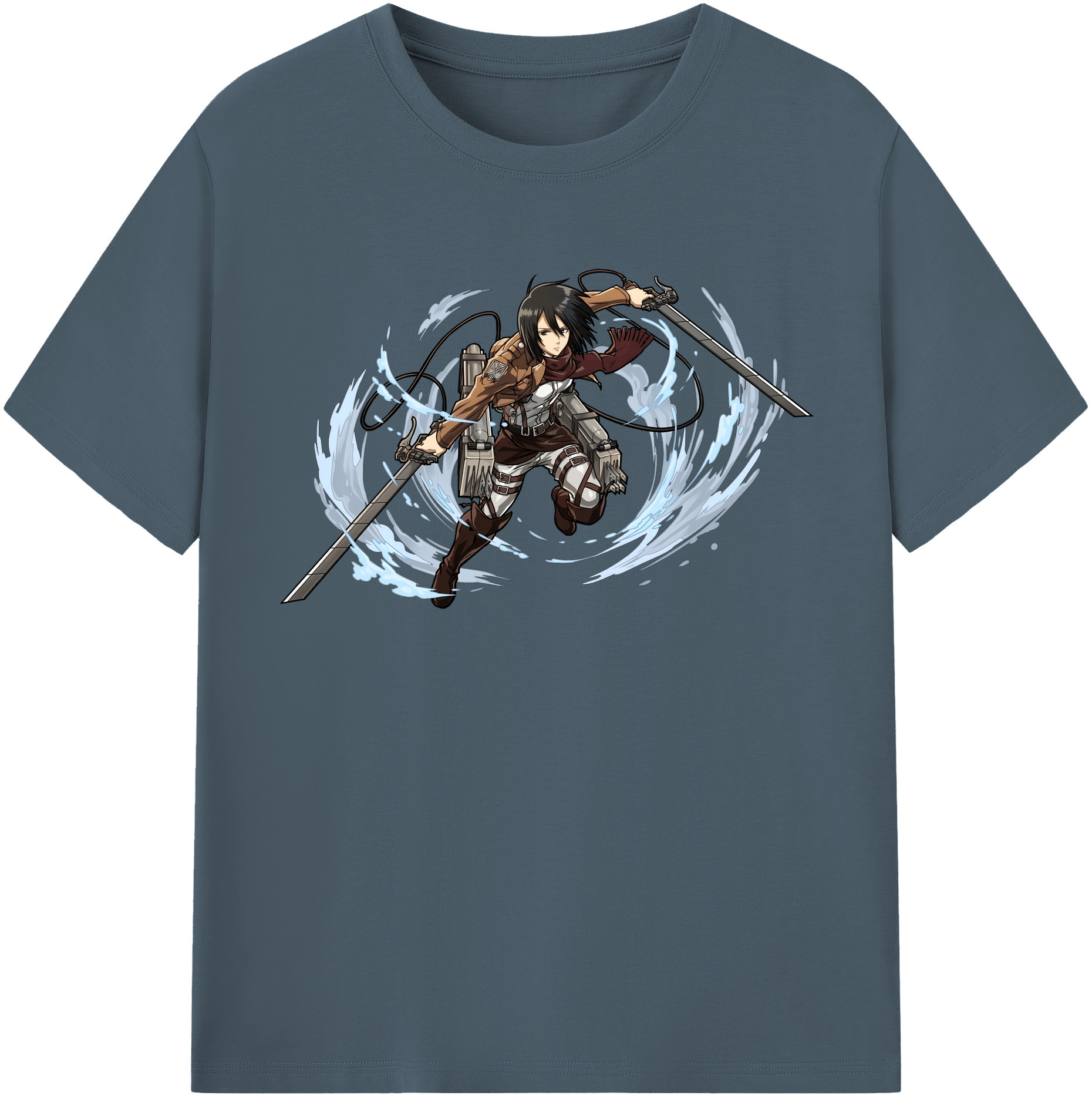 （画像用） 進撃の巨人 ミカサ·アッカーマン Attack on Titan Mikasa Ackerman 綿100％半袖Tシャツ（フロントプリント）